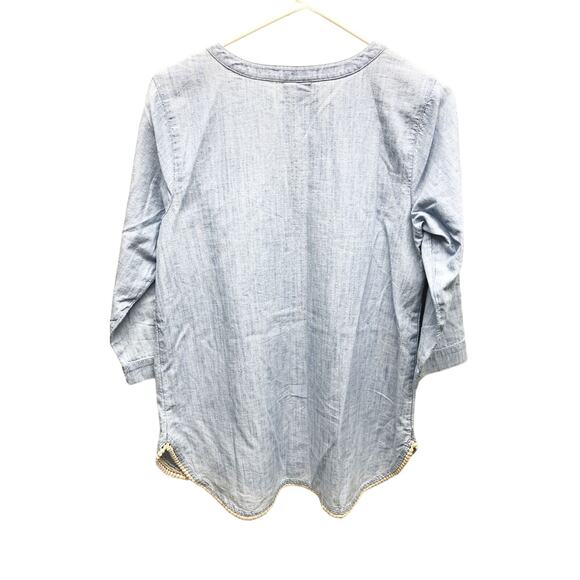 J. Jill Lightweight 100% Cotton Blouse Embroidered Neckline Size XS NWT - Picture 3 of 6